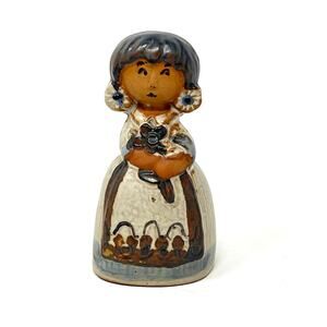 Counterpoint Pottery Girl Tonala Style Floral Bell Figurine San Fransisco Japan